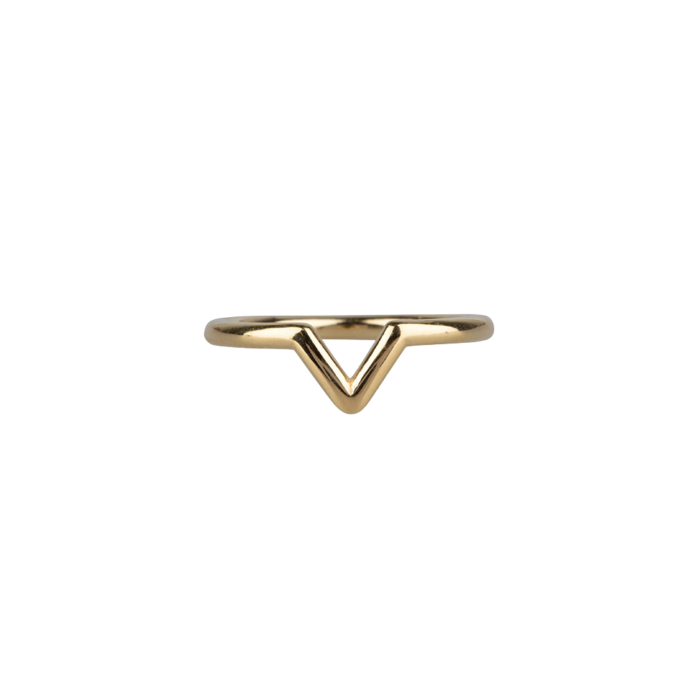 Fijne ring gemaakt van 18kt gold vermeil met driehoek