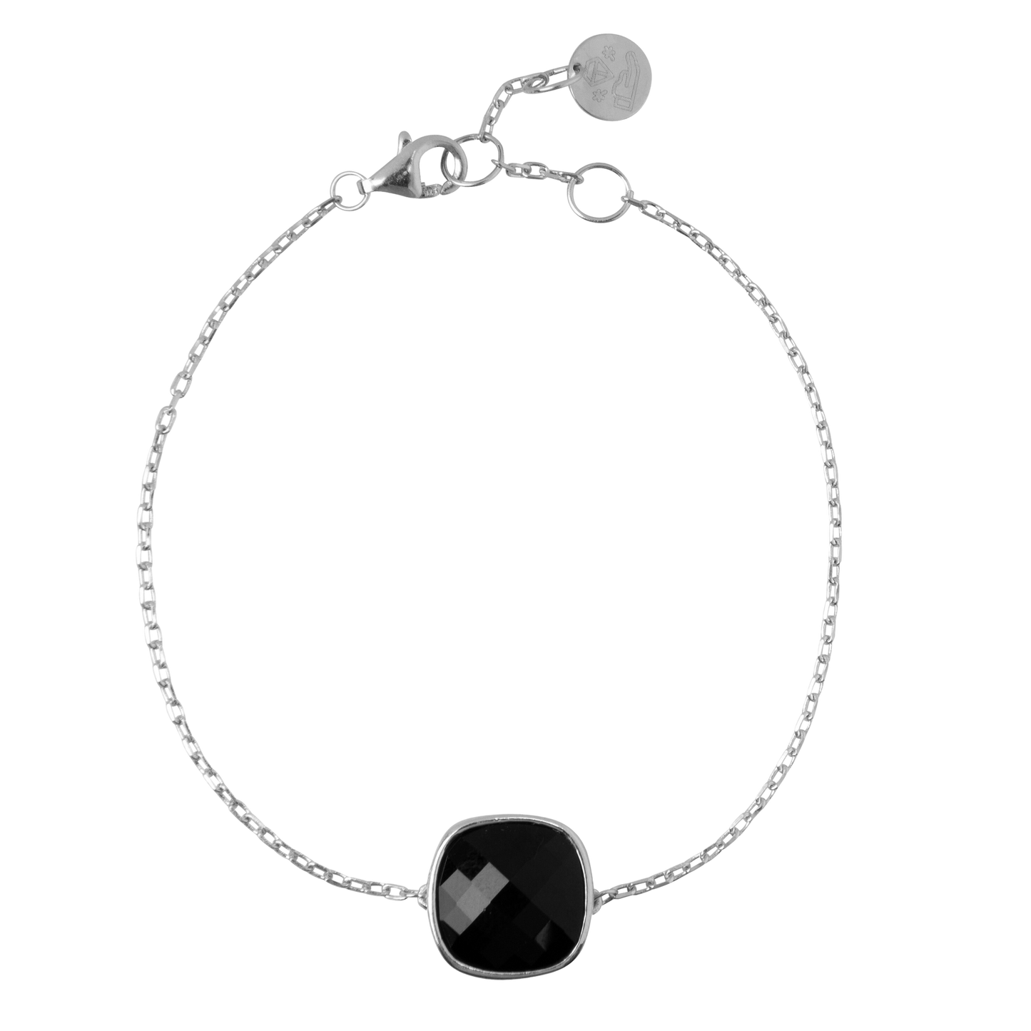 Zilveren fijne armband met zwarte zirkoon