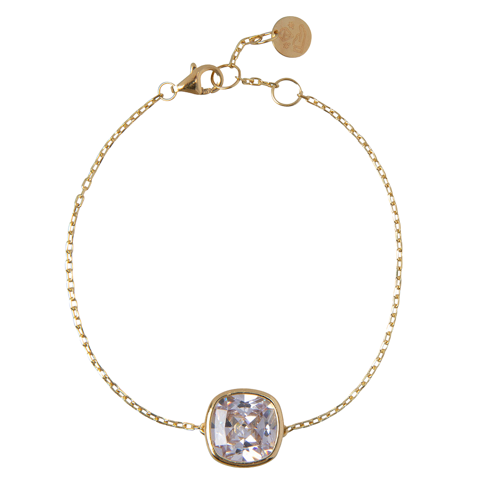 Armband 18kt gold vermeil met witte zirkonia steen
