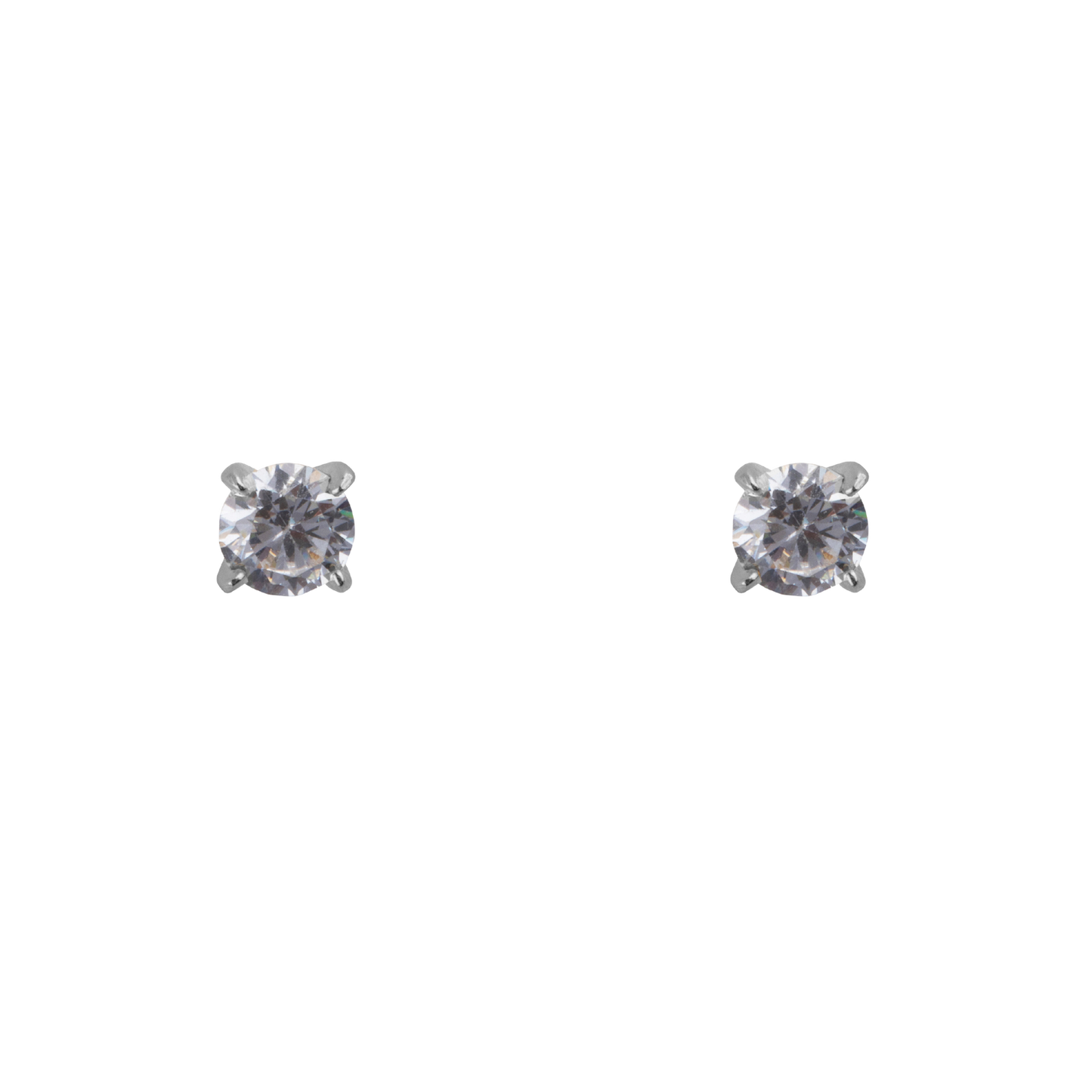 Fijne oorsteker zilver met witte zirkonia steen