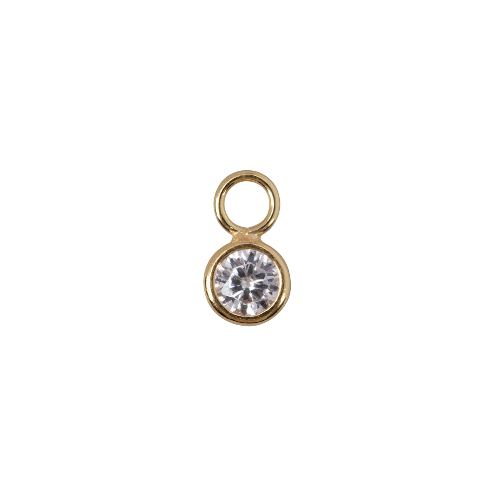 Ronde fijne pendant voor oorring 18kt gold vermeil met witte zirkonia steen