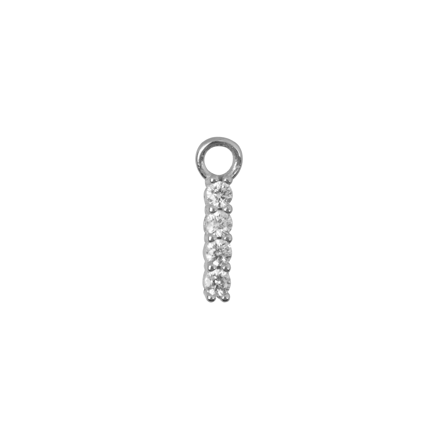 Pendant oorbel zilver met 4 kleine steentjes - ethisch verantwoord/duurzaam