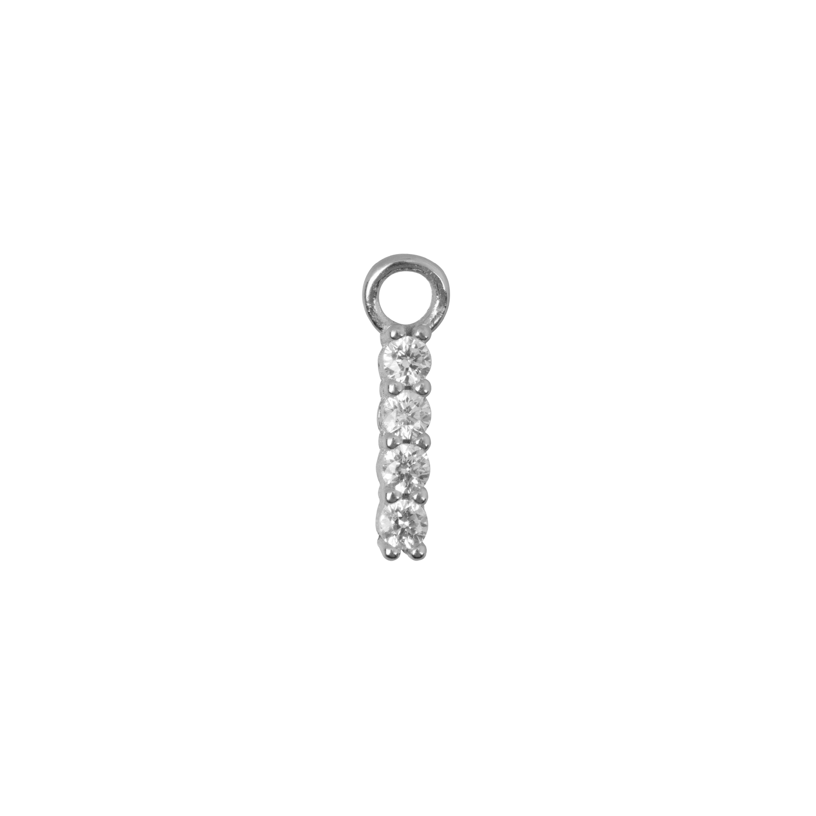Pendant oorbel zilver met 4 kleine steentjes - ethisch verantwoord/duurzaam