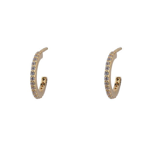 Fijne oorring met steentjes goud