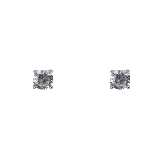 Fijne oorsteker zilver met witte zirkonia steen