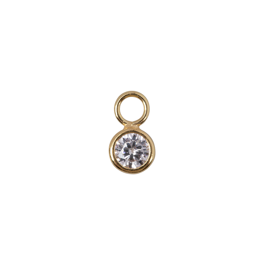Ronde fijne pendant voor oorring 18kt gold vermeil met witte zirkonia steen