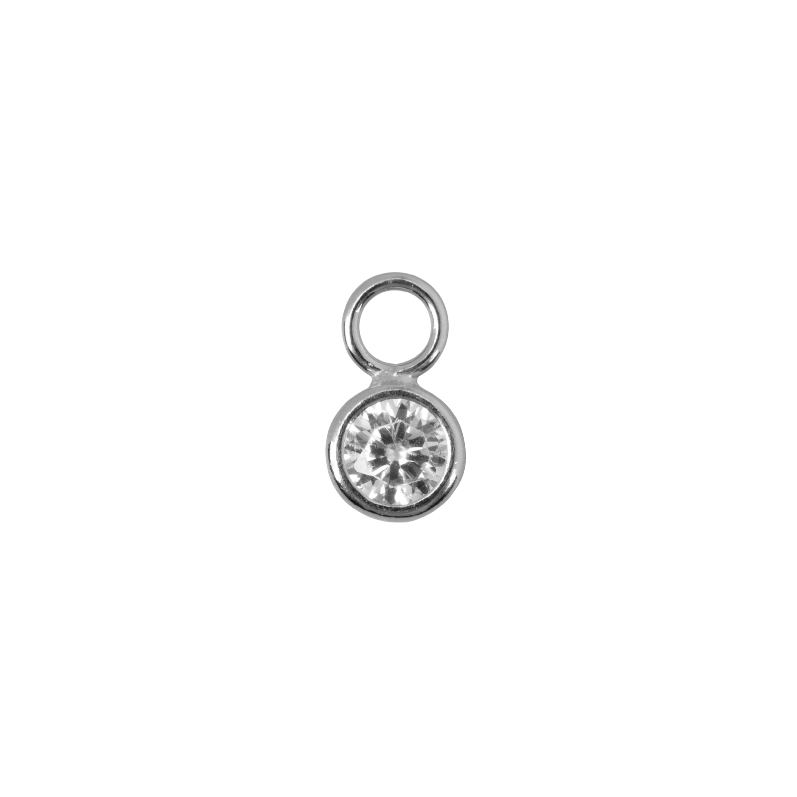Ronde fijne pendant voor aan oorring met witte zirkonia steen
