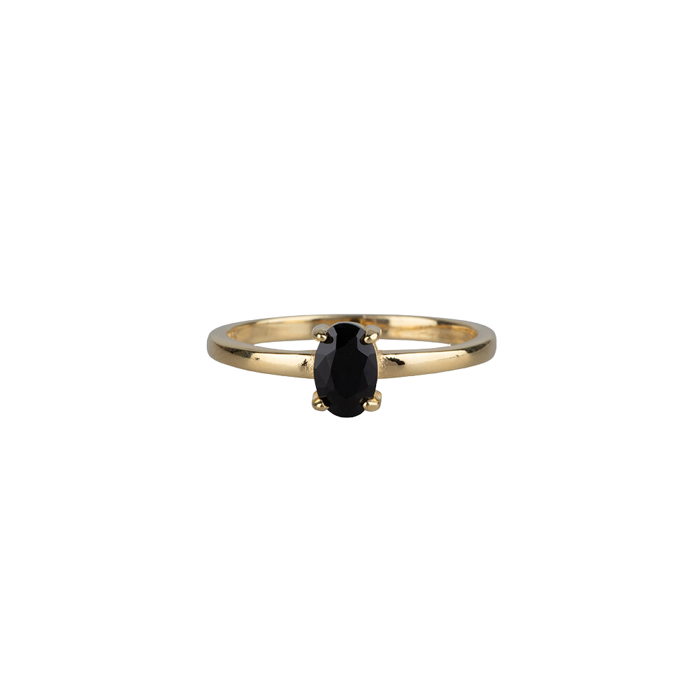 Ring 18kt gold vermeil met zwarte zirkoon